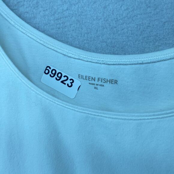 EILEEN FISHER Tank Top XL Stretch Organic Cotton Jersey Scoop Neck White USA - Picture 12 of 12